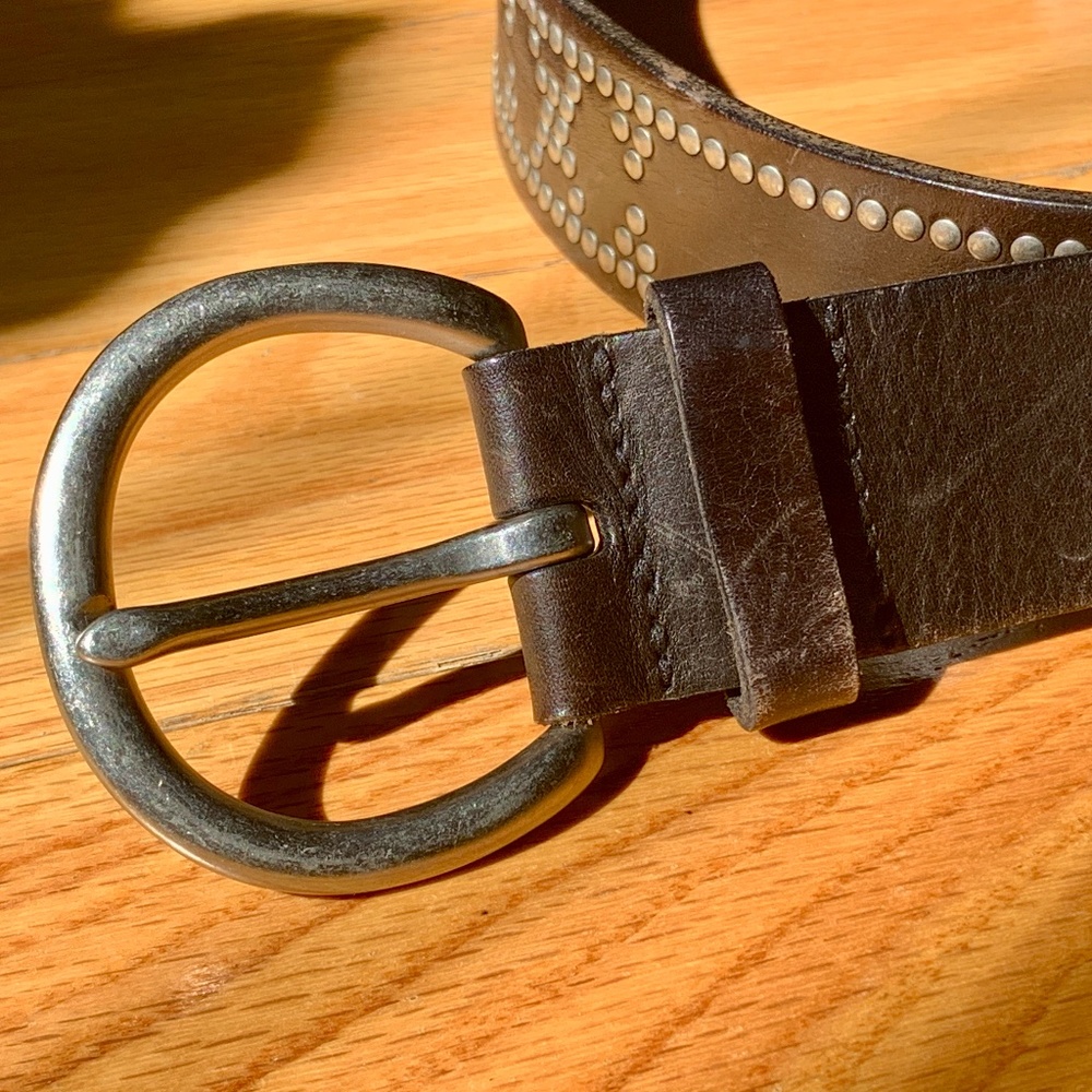 Vintage Fossil Gen Leather Grommeted Belt L